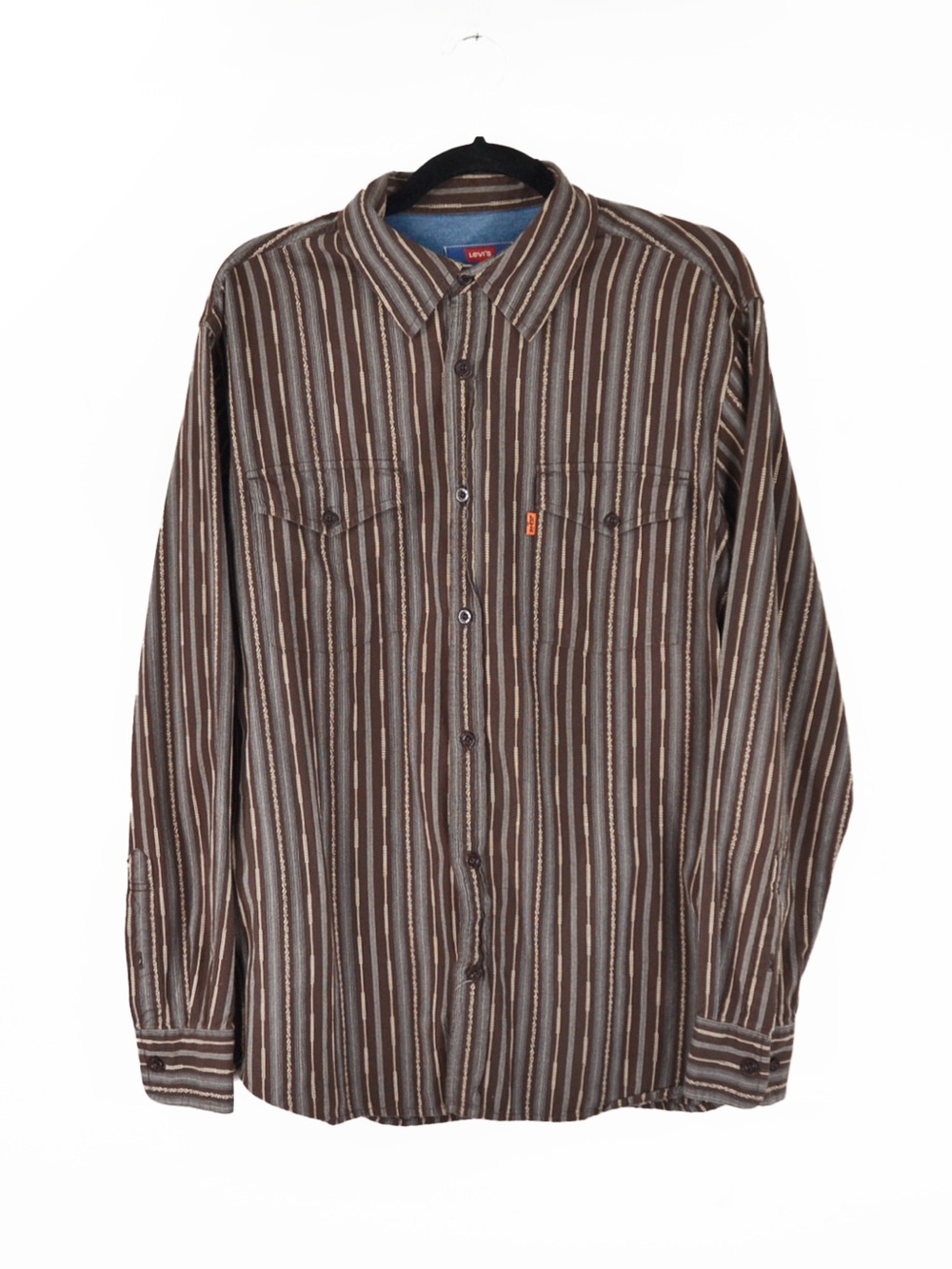 Vintage Levis Brown Western Stripe Long Sleeve Button Down Shirt